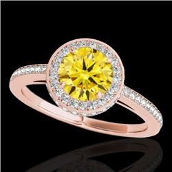 1.55 CTW Certified Si Fancy Intense Yellow Diamond Solitaire Halo Ring 10K Rose Gold - REF-180R2K - 