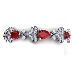 24.8 CTW Royalty Designer Ruby & VS Diamond Bracelet 18K White Gold - REF-472K8R - 38733