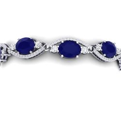 22.15 CTW Royalty Sapphire & VS Diamond Bracelet 18K White Gold - REF-400F2M - 38964