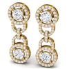 Image 2 : 4 CTW Certified SI/I Diamond Halo Earrings 18K Yellow Gold - REF-271M4F - 40105