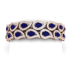 21.6 CTW Royalty Sapphire & VS Diamond Bracelet 18K Rose Gold - REF-800K2R - 39487