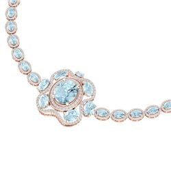 47.72 CTW Royalty Sky Topaz & VS Diamond Necklace 18K Rose Gold - REF-818Y2N - 39340
