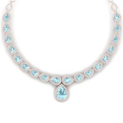 54 CTW Royalty Sky Topaz & VS Diamond Necklace 18K Rose Gold - REF-781K8R - 39430
