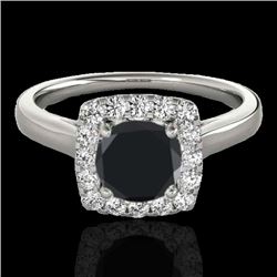 1.37 CTW Certified Vs Black Diamond Solitaire Halo Ring 10K White Gold - REF-68F2M - 33412