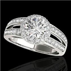 1.6 CTW H-SI/I Certified Diamond Solitaire Halo Ring 10K White Gold - REF-180H2W - 34247