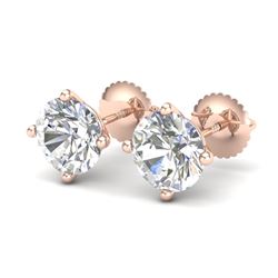 3.01 CTW VS/SI Diamond Solitaire Art Deco Stud Earrings 18K Rose Gold - REF-927R3K - 37311