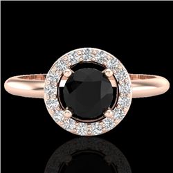0.70 CTW Micro Pave Halo Solitaire VS/SI Diamond Certified Ring 14K Rose Gold - REF-47K8R - 23286