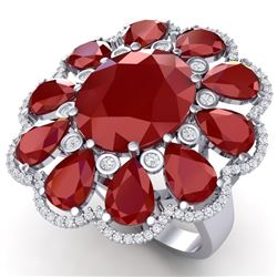 20.63 CTW Royalty Designer Ruby & VS Diamond Ring 18K White Gold - REF-327M3F - 39141