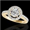 Image 1 : 1.65 CTW H-SI/I Certified Diamond Solitaire Halo Ring 10K Yellow Gold - REF-180M2F - 33474