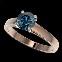 1.28 CTW Certified Intense Blue SI Diamond Solitaire Engagement Ring 10K Rose Gold - REF-179X3T - 36