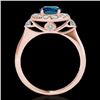 Image 2 : 1.5 CTW SI Certified Fancy Blue Diamond Solitaire Halo Ring 10K Rose Gold - REF-172W8H - 33460