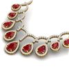 Image 2 : 31.5 CTW Royalty Designer Ruby & VS Diamond Necklace 18K Yellow Gold - REF-872X8T - 39350