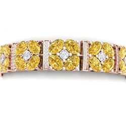 34.18 CTW Royalty Canary Citrine & VS Diamond Bracelet 18K Rose Gold - REF-536F4M - 39028