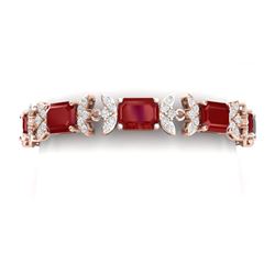 38.13 CTW Royalty Ruby & VS Diamond Bracelet 18K Rose Gold - REF-490Y9N - 39394
