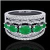 Image 1 : 2.25 CTW Emerald & Micro Pave VS/SI Diamond Certified Designer Ring 10K White Gold - REF-71K3R - 208