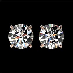 1.59 CTW Certified H-SI/I Quality Diamond Solitaire Stud Earrings 10K Rose Gold - REF-154M5F - 36610