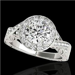 1.75 CTW H-SI/I Certified Diamond Solitaire Halo Ring 10K White Gold - REF-360X5T - 34522