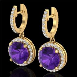 4 CTW Amethyst & Micro Pave VS/SI Diamond Certified Designer Halo 18K Yellow Gold - REF-87Y8N - 2317