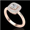 Image 2 : 1.16 CTW Micro Si Cushion Diamond Engagement Ring Solitaire Halo 14K Rose Gold - REF-134K4R - 21030