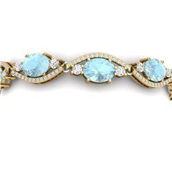 21.6 CTW Royalty Sky Topaz & VS Diamond Bracelet 18K Yellow Gold - REF-327Y3N - 38972