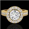 Image 1 : 2.25 CTW Vintage Design Solitaire VS/SI Diamond Halo Ring 14K Yellow Gold - REF-372X2T - 21118