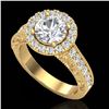 Image 2 : 2.25 CTW Vintage Design Solitaire VS/SI Diamond Halo Ring 14K Yellow Gold - REF-372X2T - 21118