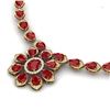 Image 2 : 38.46 CTW Royalty Ruby & VS Diamond Necklace 18K Yellow Gold - REF-654R5K - 39035