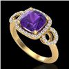 Image 2 : 3.75 CTW Amethyst & Micro VS/SI Diamond Certified Ring 18K Yellow Gold - REF-65W8H - 22997