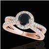 Image 1 : 2 CTW Certified Vs Black Diamond Solitaire Halo Ring 10K Rose Gold - REF-99M3F - 33859