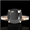 Image 1 : 6 CTW Black VS/SI Diamond Designer Inspired Engagement Rng 14K Rose Gold - REF-146K9R - 22174