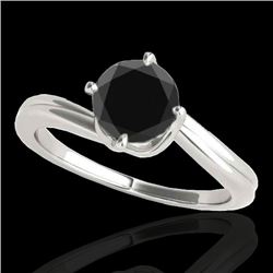 1 CTW Certified Vs Black Diamond Bypass Solitaire Ring 10K White Gold - REF-44H8W - 35033