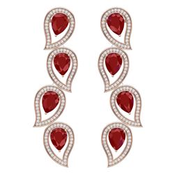 16.44 CTW Royalty Designer Ruby & VS Diamond Earrings 18K Rose Gold - REF-336Y4N - 39454