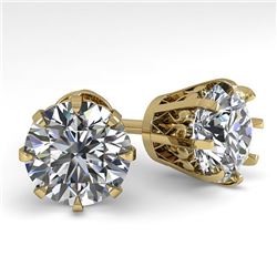 4 CTW VS/SI Diamond Stud Solitaire Earrings 18K Yellow Gold - REF-1936N4Y - 35707