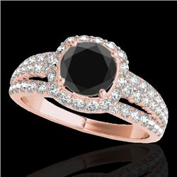 2.25 CTW Certified Vs Black Diamond Solitaire Halo Ring 10K Rose Gold - REF-106T5X - 34011