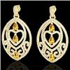Image 1 : 7 CTW Sapph Yell & Micro Pave VS/SI Diamond Heart Earrings 18K Yellow Gold - REF-381H8W - 21167