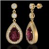 Image 2 : 4.50 CTW Garnet & Micro Pave VS/SI Diamond Earrings Designer 18K Yellow Gold - REF-66K8R - 23119