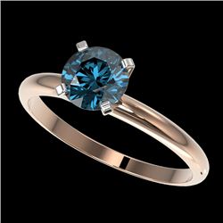 1.05 CTW Certified Intense Blue SI Diamond Solitaire Engagement Ring 10K Rose Gold - REF-136F4M - 36
