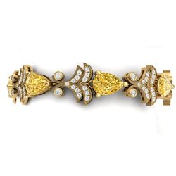 23.66 CTW Royalty Canary Citrine & VS Diamond Bracelet 18K Yellow Gold - REF-381T8X - 38744