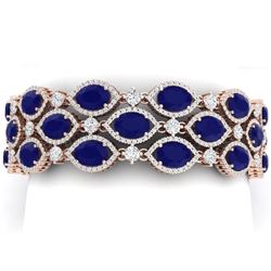 52.84 CTW Royalty Sapphire & VS Diamond Bracelet 18K Rose Gold - REF-1145R5K - 38893