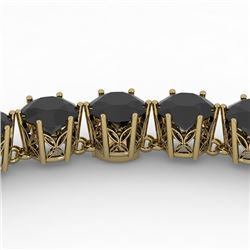 36 CTW Certified Black VS Diamond Necklace 18K Yellow Gold - REF-1033M6F - 35941