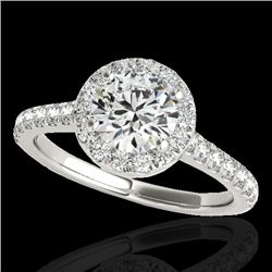 1.4 CTW H-SI/I Certified Diamond Solitaire Halo Ring 10K White Gold - REF-160K2R - 33580