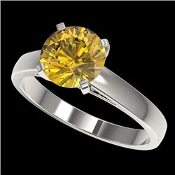 2 CTW Certified Intense Yellow SI Diamond Solitaire Engagement Ring 10K White Gold - REF-417M6F - 33