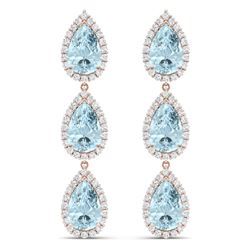 27.3 CTW Royalty Sky Topaz & VS Diamond Earrings 18K Rose Gold - REF-290M9F - 38851