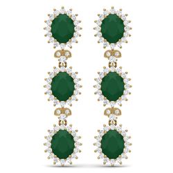 24.52 CTW Royalty Emerald & VS Diamond Earrings 18K Yellow Gold - REF-436K4R - 38639
