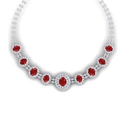 45.69 CTW Royalty Ruby & VS Diamond Necklace 18K White Gold - REF-1618F2M - 38793