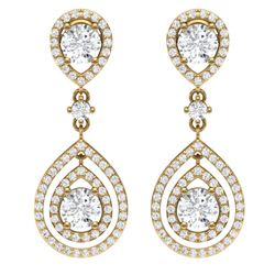 3.53 CTW Royalty Designer VS/SI Diamond Earrings 18K Yellow Gold - REF-418K2R - 39110
