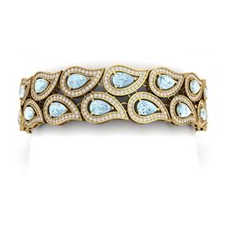 21.12 CTW Royalty Sky Topaz & VS Diamond Bracelet 18K Yellow Gold - REF-763F6M - 39491