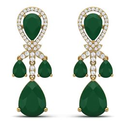 38.29 CTW Royalty Emerald & VS Diamond Earrings 18K Yellow Gold - REF-454H5W - 38606