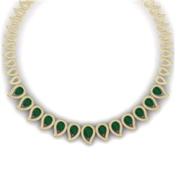 33.4 CTW Royalty Emerald & VS Diamond Necklace 18K Yellow Gold - REF-1236H4W - 39437