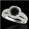 Image 1 : 2 CTW Certified Vs Black Diamond Solitaire Halo Ring 10K White Gold - REF-102M2F - 34001